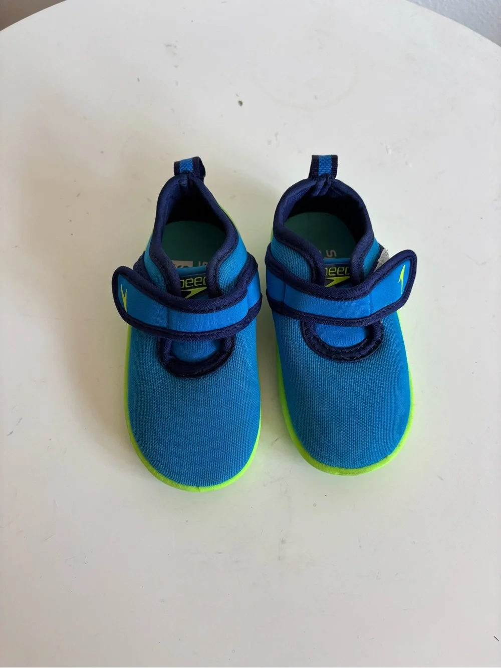 Speedo Blue and Neon Green Kids Velcro water shoe